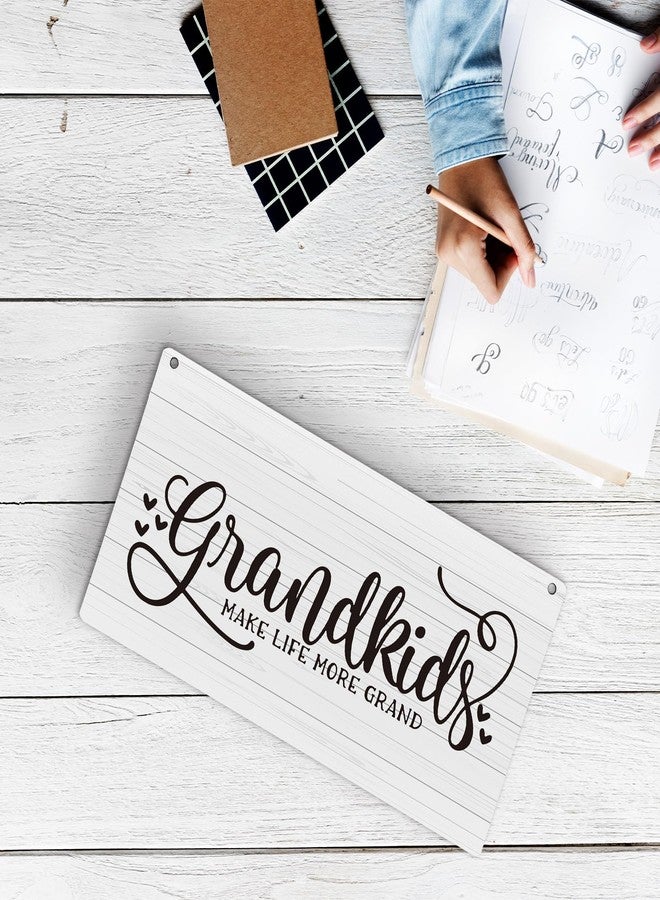 huester Grandparents Wood Plaque Sign, Grandkids Wall Decor, Grandparents Grandma Grandpa Gifts from Grandkids Grandchildren, Grandkids Make Life More Grand Home Wall Hanging Decor, 12x6 inches - Image 4